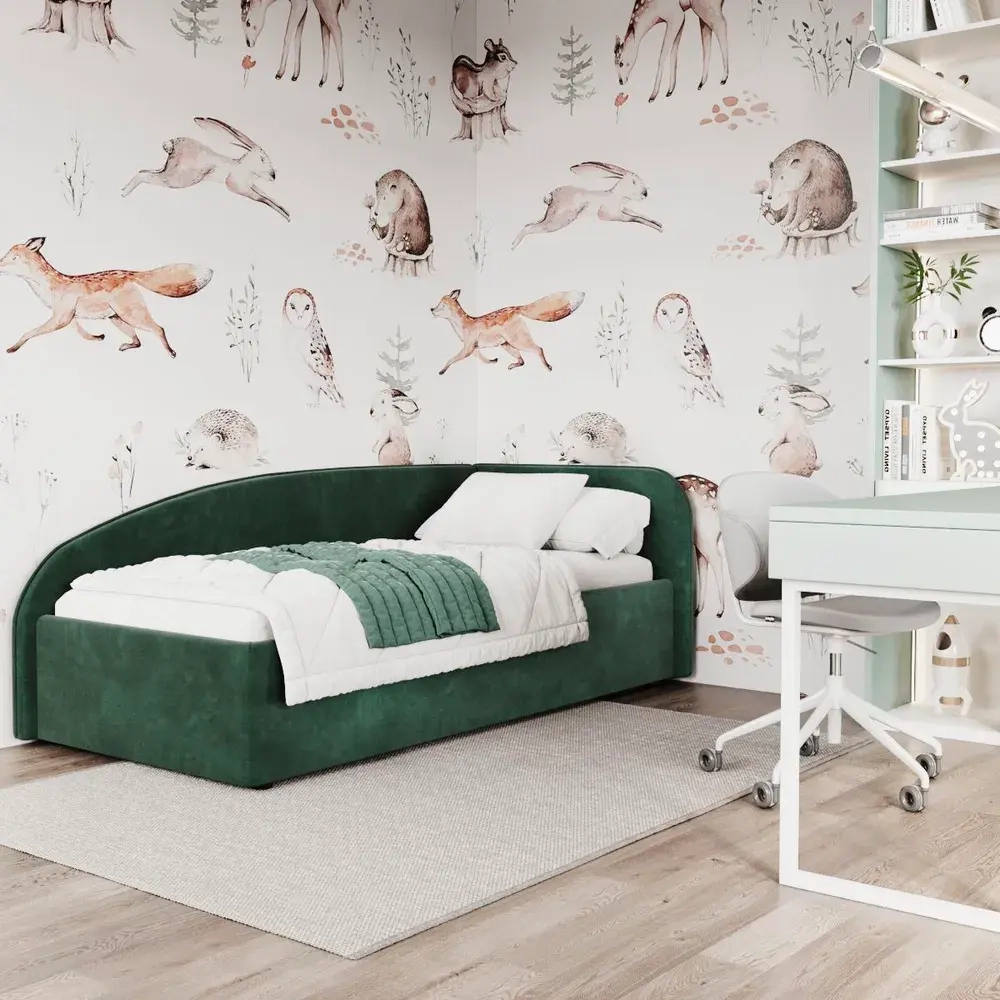 Кровать Элис 90х200 Мятный Зеленый Правый Угол