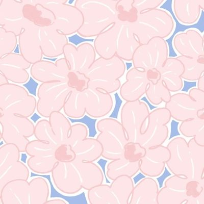 Нежно-розовые цветы на голубом