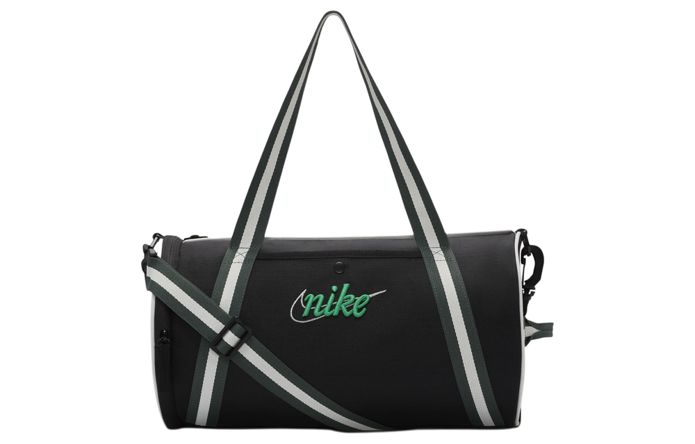 Nike Polyester Portable One Shoulder Crossbody Gym Bag Large Unisex Black & Vintage Green & Stadium Green