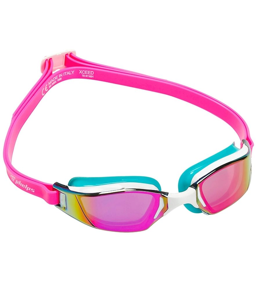 Очки для плавания Phelps XCEED Titanium Mirror розовые зеркальные линзы