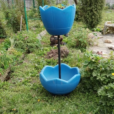 Садовый цветник колонна для патио с вазонами 500+400, высота 1000