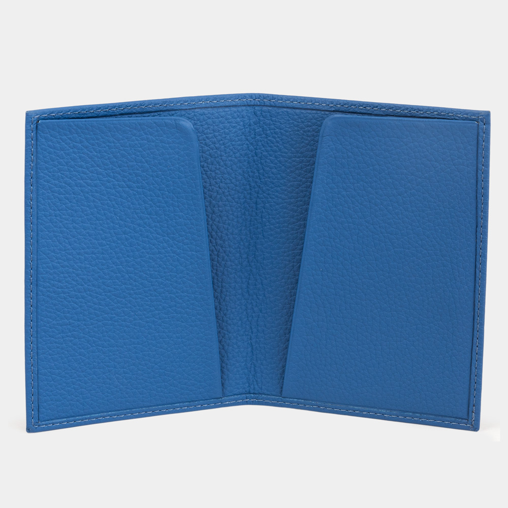 Обложка для паспорта из натуральной кожи теленка, цвета синий королевский