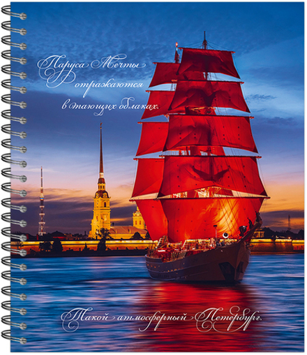 Тетрадь общая 48 листов на металлическом гребне "Атмосферный Петербург"