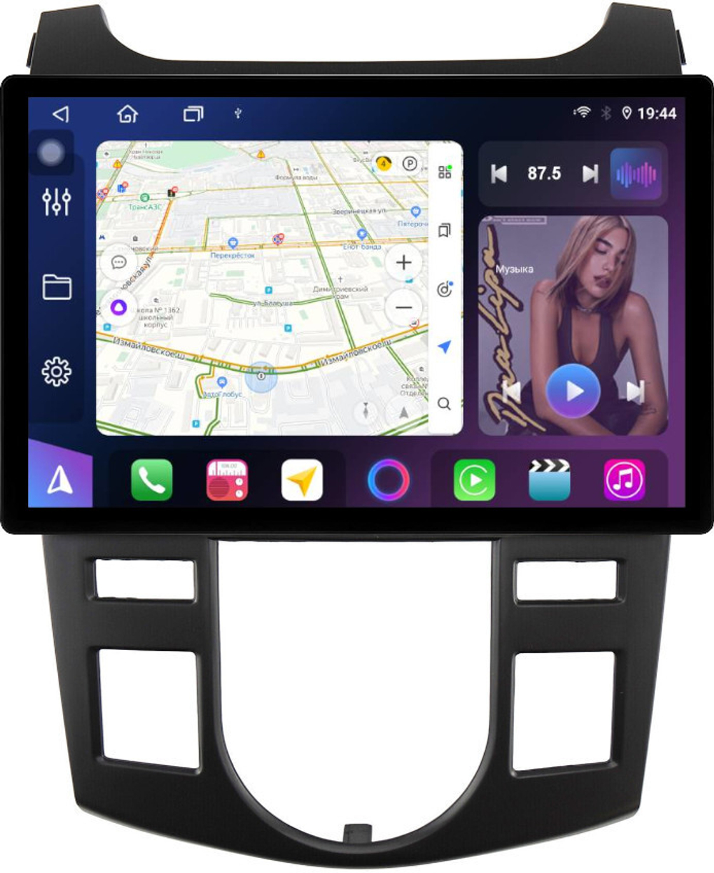 Магнитола для KIA Cerato 2 2008-2013 (климат, рамка черная) - FarCar BX877 монитор 13" 2K QLED на Android 13, TS10, 6+128, CarPlay, 4G SIM-слот