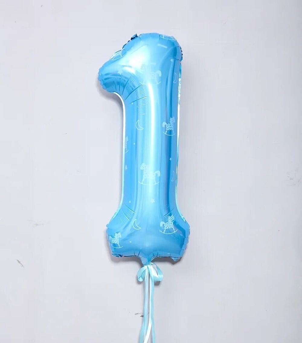 Agura Шар 40" / 102 см "Цифра 1" Голубой лошадки" (БГ-60)  Изображение3