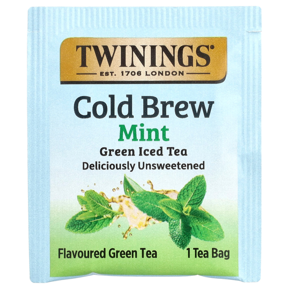 Twinings, холодный холодный чай, зеленый чай, мята, неподслащенный, 20 чайных пакетиков, 40 г (1,41 унции)