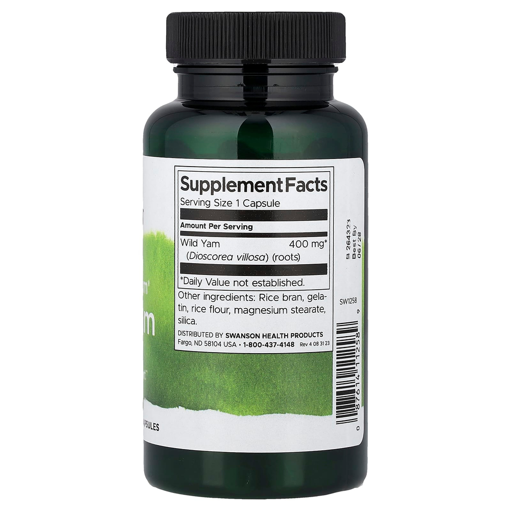 Swanson Vitamins, Full Spectrum®, дикий ямс, 400 мг, 60 капсул