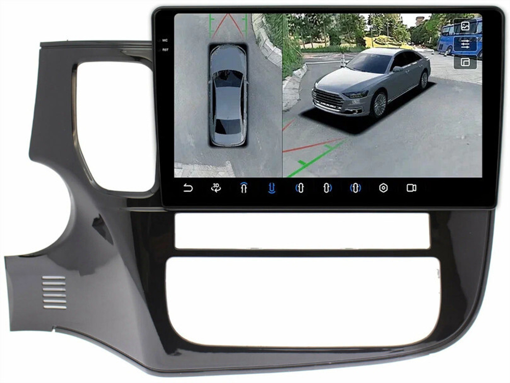 Магнитола Mitsubishi Outlander 3 2012-2022 (левый руль) - FarCar BX10-360-7163 монитор 10.36" 2K QLED на Android 13, 6Гб+128Гб, CarPlay, 4G SIM-слот, 4 камеры в комплекте