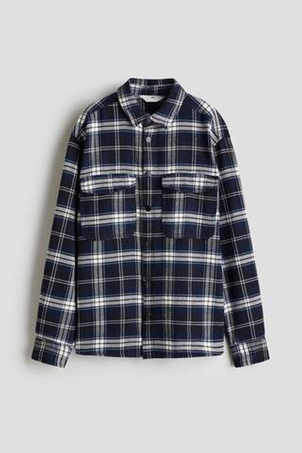 H&M Рубашка из хлопковой фланели, темно-синий