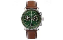 ZEPPELIN Quartz Movement Men"s Watches Watch Green Dial Stainless Steel Case Genuine Leather Strap