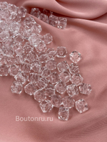 Бусины акриловые гранёные квадратные прозрачные 500 грамм (±5гр)