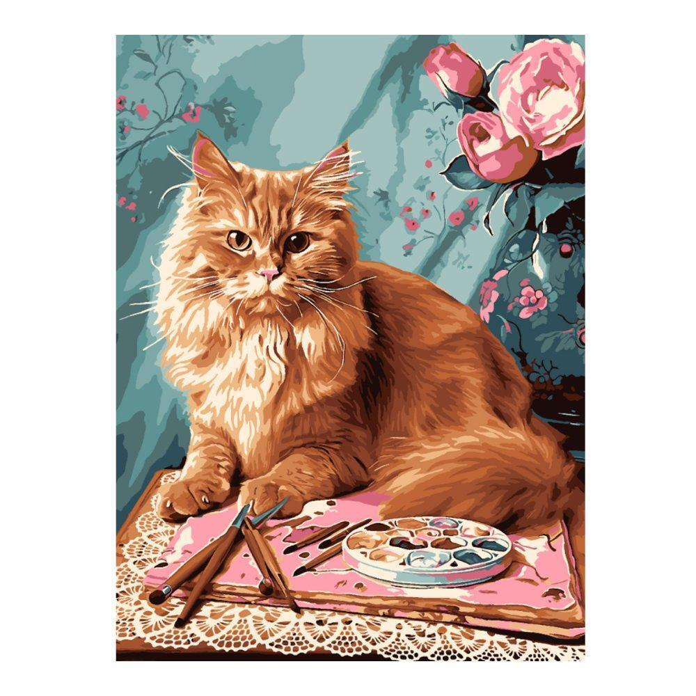 Картина по номерам 30*40см "Кот-художник" (на подрам.) (Lori)
