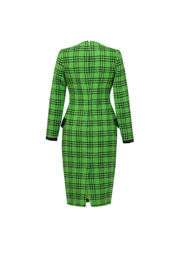 Полуприлегающее твидовое платье в клетку 04-04-23 FW