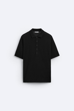 ZARA ПОЛО С ПУГОВИЦАМИ, ЧЕРНЫЙ