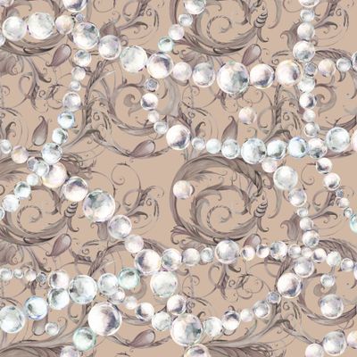 жемчуга винтажный акварельный принт