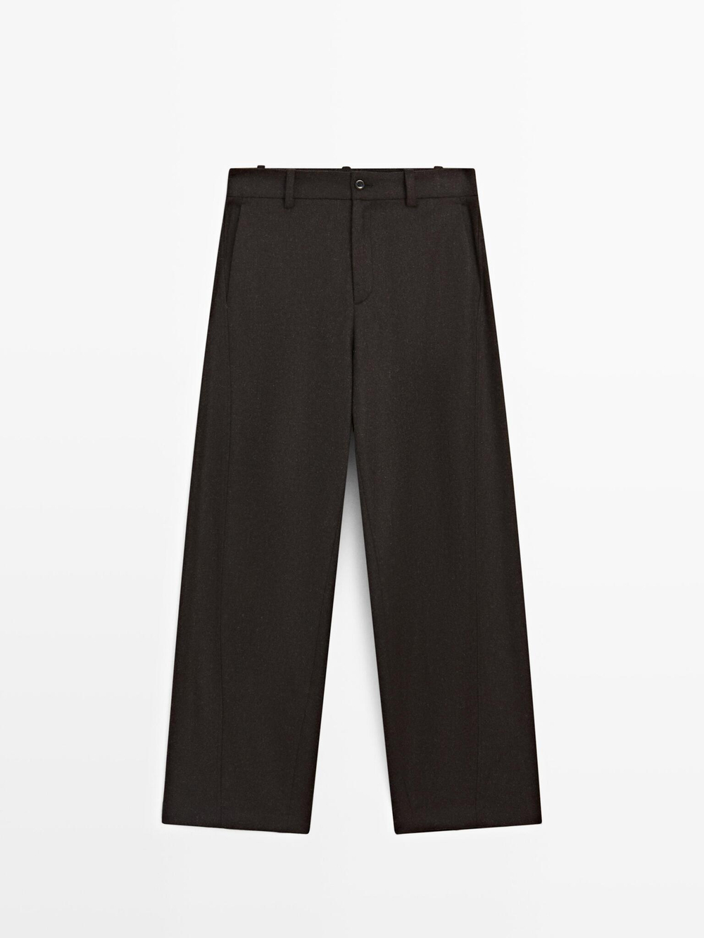 Massimo Dutti Брюки из смесовой шерсти и фланели, шоколадный