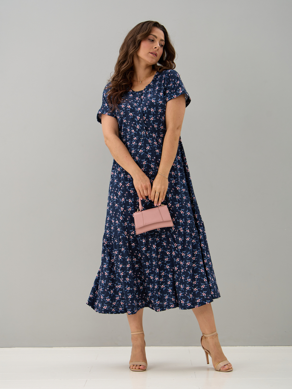 Платье П-032/синий-цветыветочка