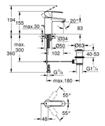 Смеситель однорычажный для раковины GROHE Wave Cosmopolitan 23202000