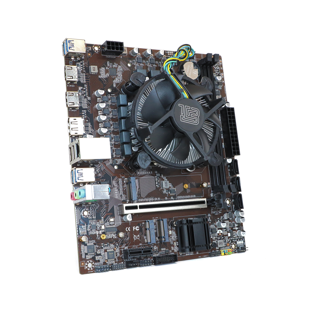 Материнская плата с процессором BaseTech H610M, Socket1700, i3-12100, mATX, Retail, Socket1700, Intel UHD Graphics 730, 2xDDR4, PCIe3.0, 2xM.2, GLAN, M.2 WiFi, 4xUSB2, 6xUSB3, 2xHDMI, DP, кулер CPU (BT-H610M-12100)