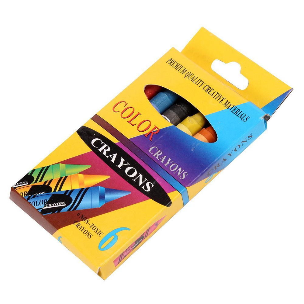 Мелки восковые, 6 цветов, круглые, картонная коробка с подвесом, С-30709