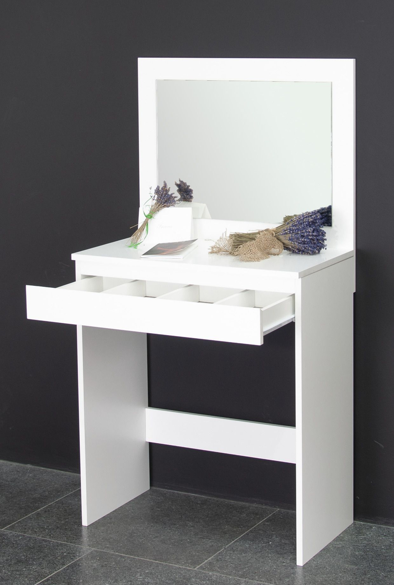 Туалетный столик, 66х38х127, Марм, с зеркалом и ящиком, белый, Dipriz