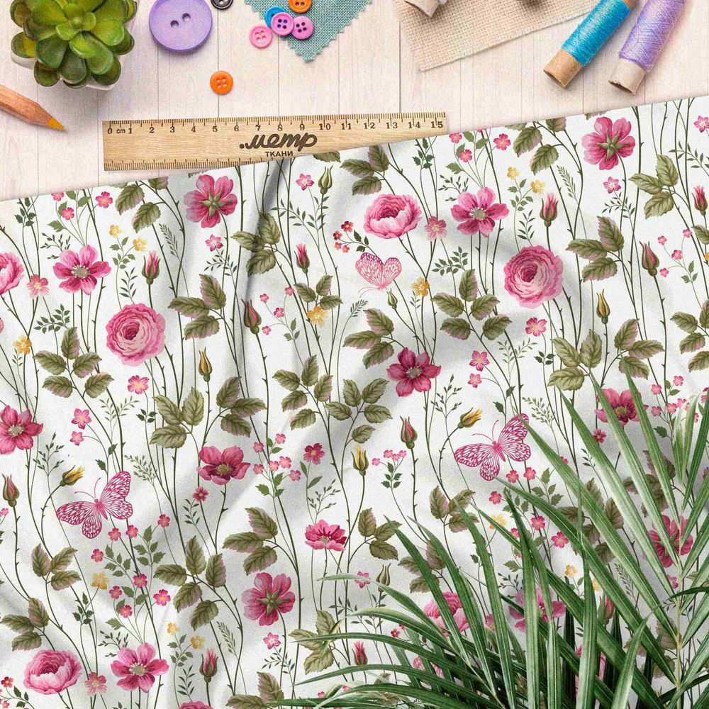 Ткань сатин полевые соцветия