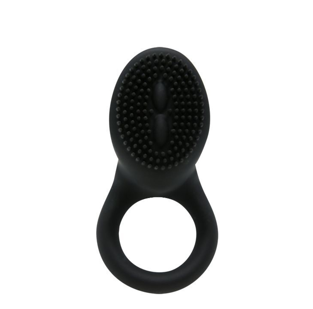 Чёрное эрекционное виброкольцо со стимулятором клитора Cobra