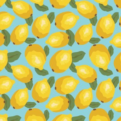 Желтые лимоны на голубом фоне