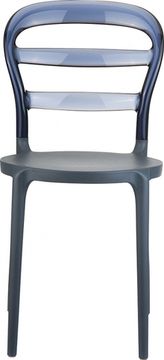 Стул пластиковый Miss Bibi темно-серый, прозрачный