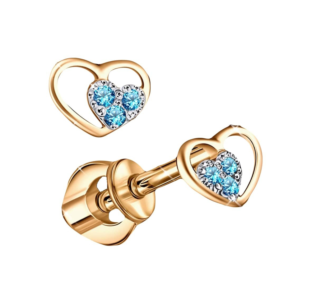 Серьги из серебра "Сердце" гол