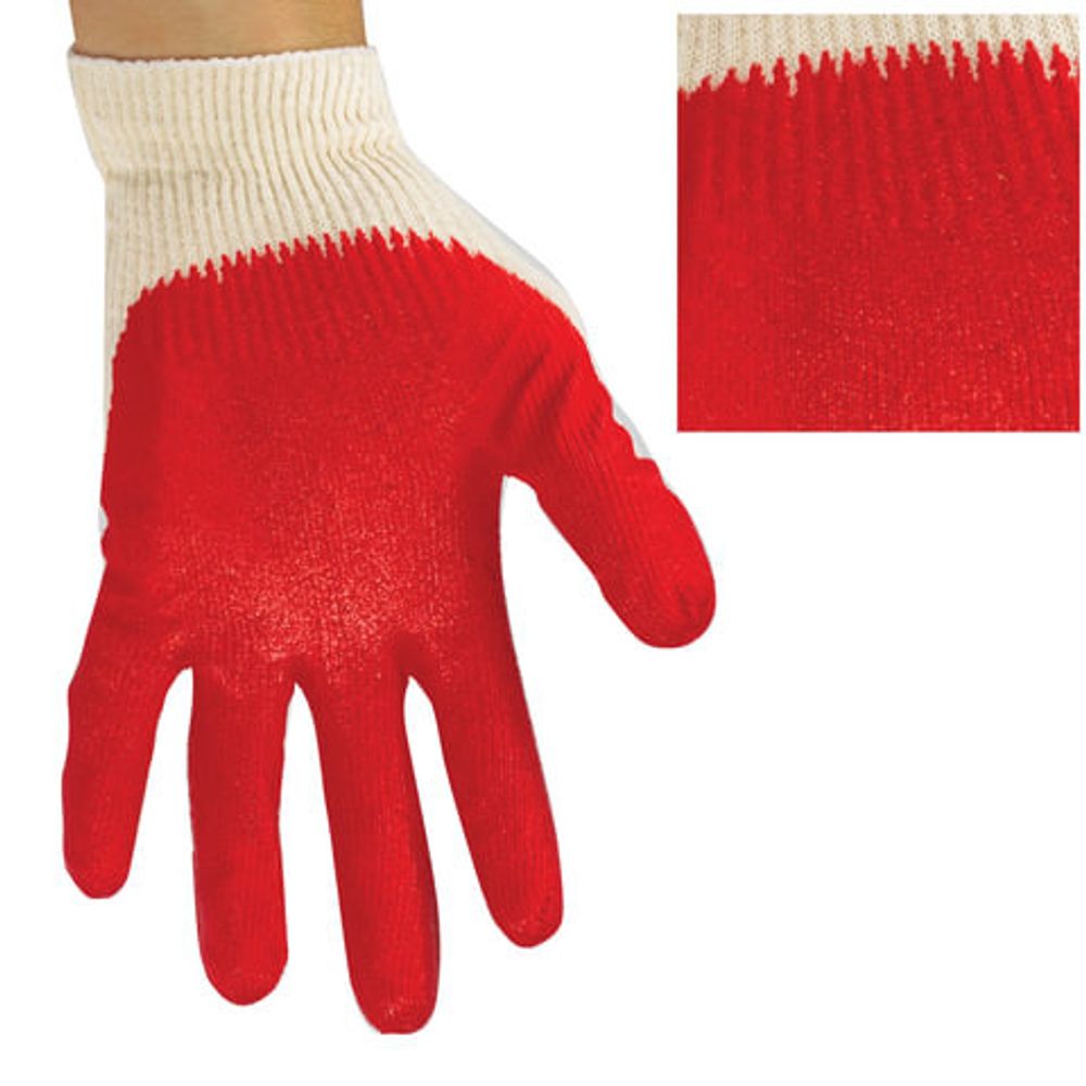 Перчатки хлопчатобумажные, износостойкие ОДИНАРНЫЙ латексный облив, 13 класс, КОМПЛЕКТ 5 ПАР, LAIMA ЛЮКС, 600802