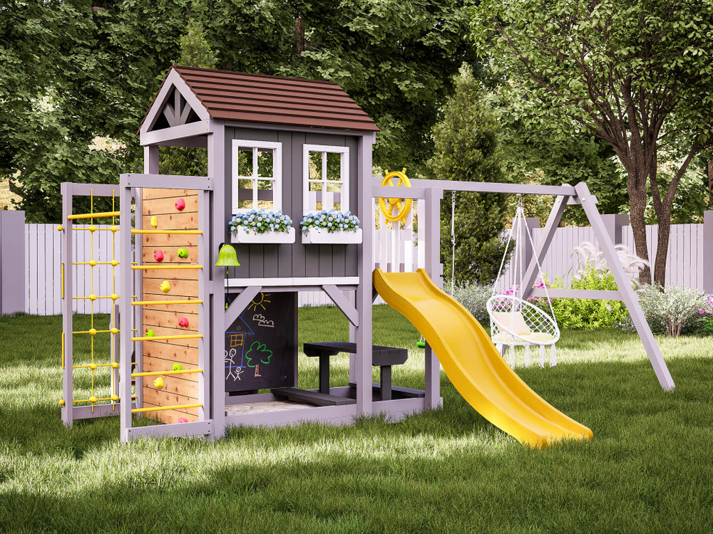 Детский домик с качелями "Прованс - спорт плюс"