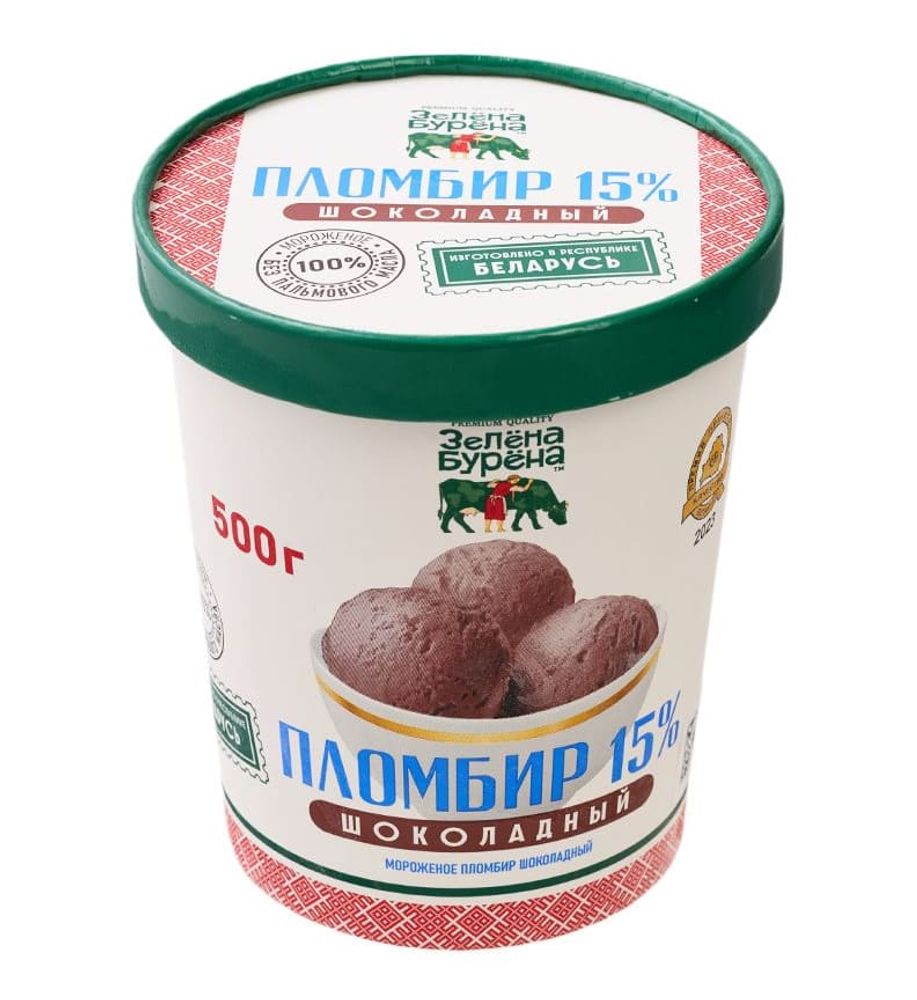 Мороженое "Пломбир шоколадный" 500г. Зелена Бурена - купить с доставкой по Москве и области