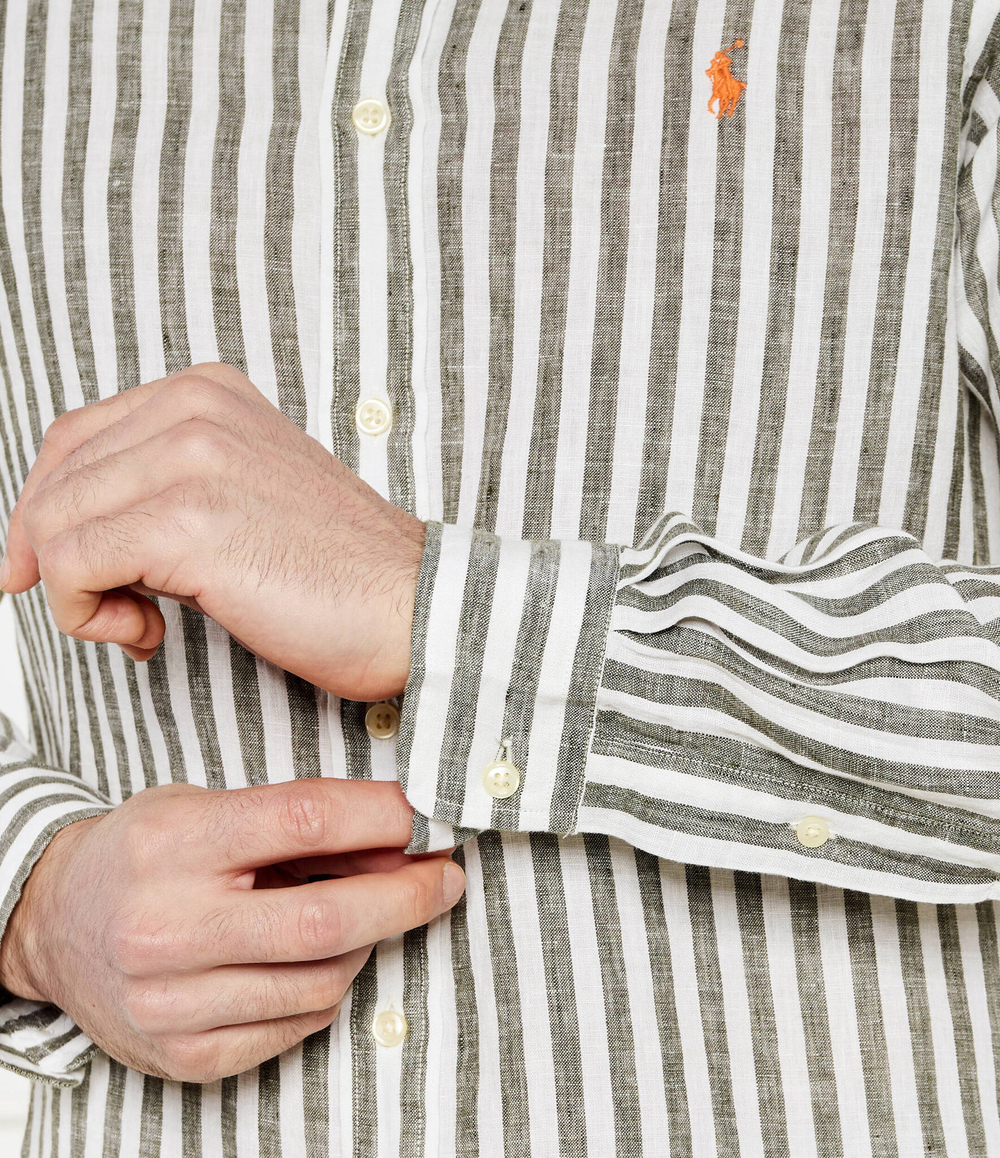 Льняная рубашка POLO RALPH LAUREN - оливковый(710837274)