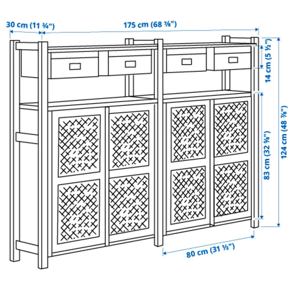 Комбинация для хранения - IKEA IVAR/ИВАР ИКЕА, 175х30х124 см, сосна/черный
