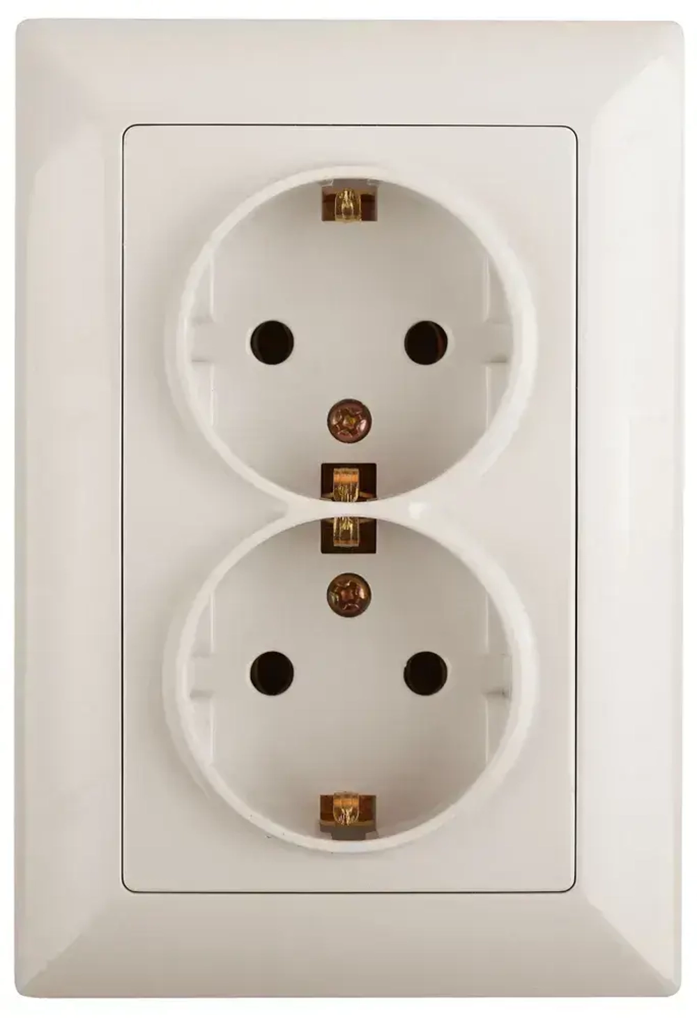 Розетка Intro Solo 4-205-02 с заземлением двойная 2X2P+E Schuko 16А-250В IP20 скрытой установки слоновая кость