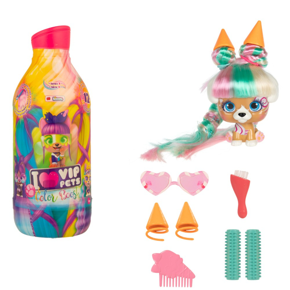 I Love VIP Pets - Собачки с длинными волосами Фигурка Colour Boost для стилизации 712003