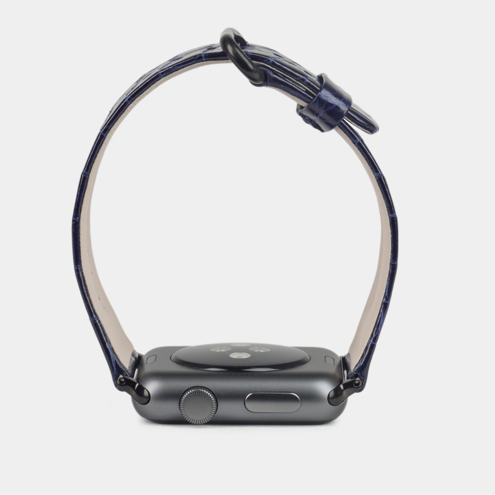 Ремешок для Apple Watch 40/41/42 mm из кожи аллигатора, цвета синего лак