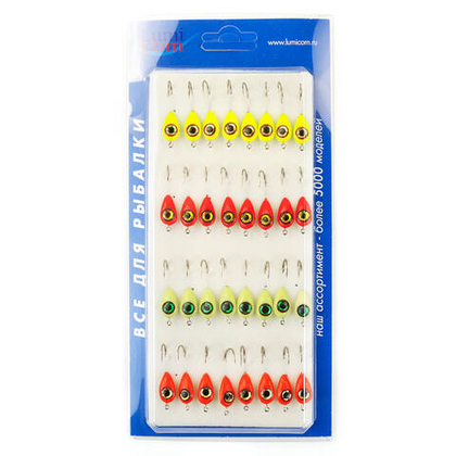 Мормышка фосфорная с флексом плавающая Lumicom 24-Ф, №2, ABC (набор 32шт)