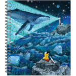 Тетрадь общая 48 листов на металлическом гребне "Девочка и киты"