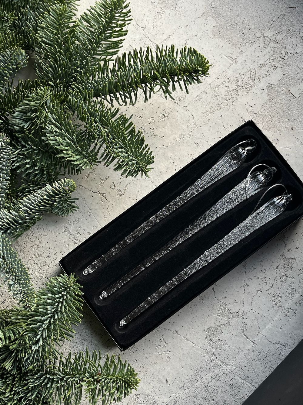 Новогодняя игрушка Сосулька стекло 1 шт