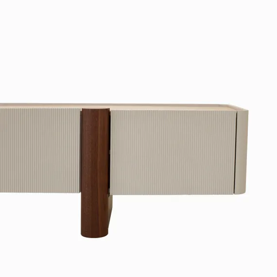 Тумба под ТВ Noras 200х45 см, бежевая керамика, орех