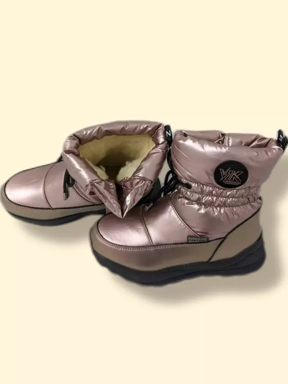 Дутики зимние детские морозоустойчивые с молнией розовые