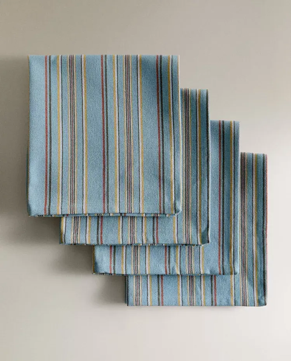 ZARA HOME НАБОР САЛФЕТОК ИЗ ХЛОПКА В РАЗНОЦВЕТНУЮ ПОЛОСКУ, СИНИЙ