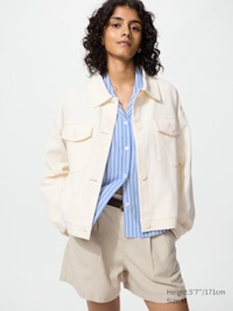 UNIQLO Свободная куртка, желтовато-белый