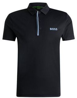 Мужское теннисное поло BOSS Paddy Shirt In Quick-Dry Ribbed Fabric - небесный