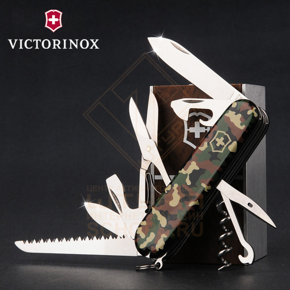 Нож многофункциональный Victorinox Huntsman 91 мм, Woodland