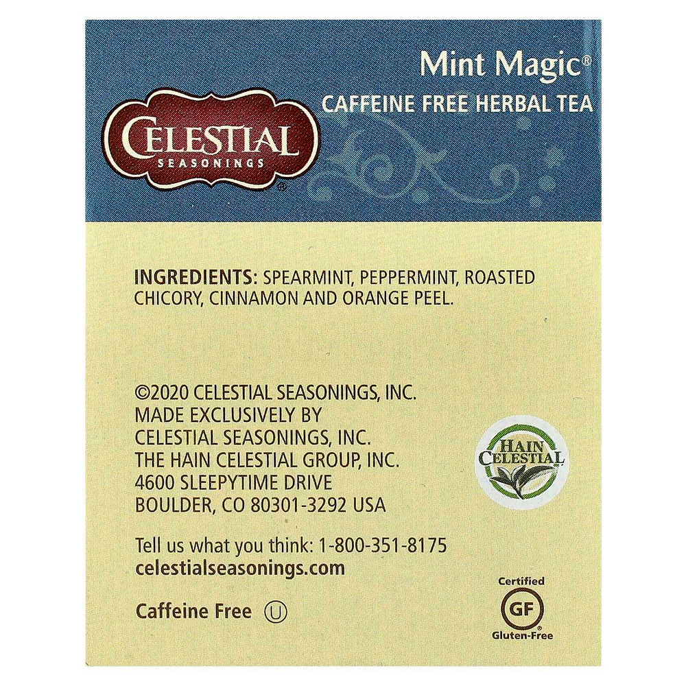 Celestial Seasonings, Herbal Tea, Mint Magic®, без кофеина, 20 чайных пакетиков, 41 г (1,4 унции)