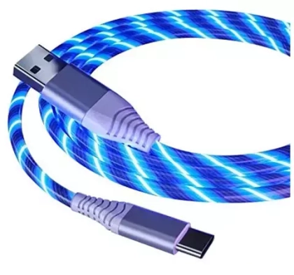 USB cable Type-C светящийся blue Full Power