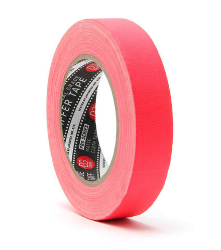 Профессиональный тейп 120mesh @trueGAFF 25мм/25м - Розовый Пинк (Светится в ультрафиолете) на тканевой основе  для киносъемок и сцен тип Gaffer Pro tape